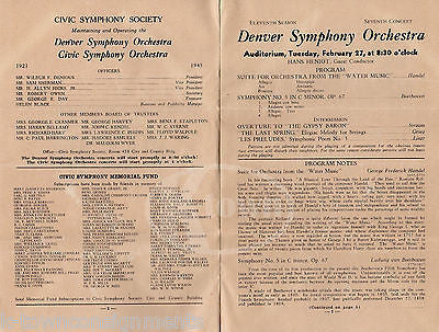 DENVER SYMPHONY ORCHESTRA GYPSY BARON VINTAGE CLASSICAL MUSIC CONCERT PROGRAM - K-townConsignments