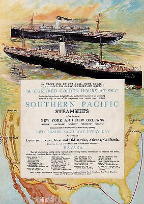 SOUTHERN PACIFIC STEAMSHIPS CALIFORNIA HAVANA CUBA ANTIQUE GRAPHIC MAGAZINE AD - K-townConsignments