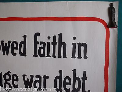 WWI WAR DEBT BISHOP CHARLES SLATTERY QUOTE LARGE ANTIQUE WAR BONDS POSTER - K-townConsignments