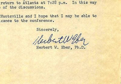 DR. HERBERT EBER NASA PSYCHOLOGIST AUTOGRAPH SIGNED BOEING COMPANY LETTER 1967 - K-townConsignments