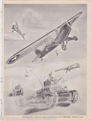 WWII PIPER CUB TANKS & FIGHTER PLANES BATTLE VINTAGE GRAPHIC ILLUSTRATION PRINT - K-townConsignments