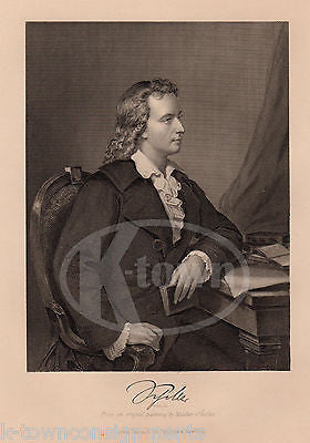 FRIEDRICH SCHILLER GERMAN POET ANTIQUE PORTRAIT ENGRAVING PRINT BIO - K-townConsignments