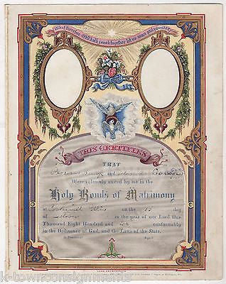 Christian Wedding Marriage Certificate Antique Graphic Art Bible Engraving Print - K-townConsignments