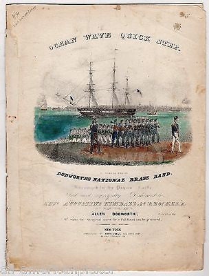 OLD IRONSIDES OCEAN WAVE QUICK STEP DODWORTHS BRASS BAND ANTIQUE SHEET MUSIC - K-townConsignments