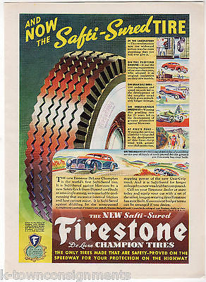 FIRESTONE DELUXE CHAMPION TIRES VINTAGE GRAPHIC MAGAZINE ADVERTISING PRINT 1941 - K-townConsignments