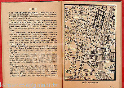 FRANCE PARIS IN FOUR DAYS VINTAGE FRENCH SOUVENIR TRAVEL GUIDE BOOK FOLDOUT MAP - K-townConsignments