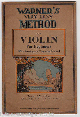 WARNER'S EASY METHOD FOR VIOLIN ANTIQUE GRAPHIC ART DECO POSTER & MUSIC BOOK - K-townConsignments