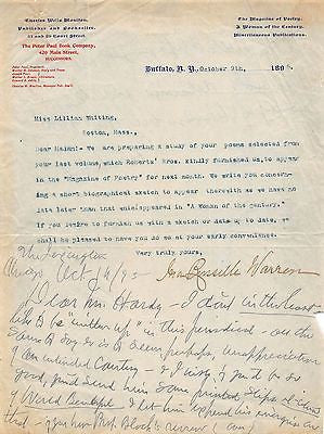 LILLIAN WHITING & LAWYER POET INA WARREN AUTOGRAPH SIGNED LETTER BOSTON LIBRARY - K-townConsignments