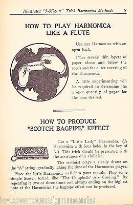 HOW TO PLAY BLUES HARMONICA ANTIQUE GRAPHIC ILLUSTRATED MUSIC INSTRUCTION BOOK - K-townConsignments