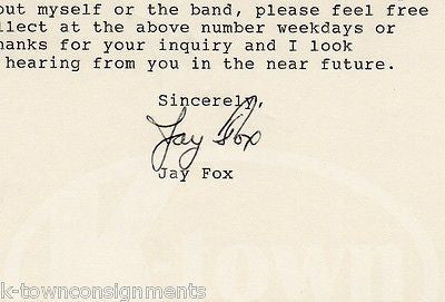 JAY FOX BAND FORT WAYNE INDIANA VINTAGE AUTOGRAPH SIGNED LETTER W/ PROMO PHOTO - K-townConsignments