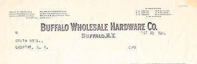 BUFFALO WHOLESALE HARDWARE COMPANY NEW YORK ANTIQUE ADVERTISING SALES RECEIPT - K-townConsignments