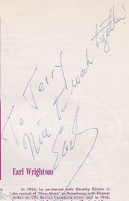 EARL WRIGHTSON THEATRE ACTOR  VINTAGE AUTOGRAPH SIGNED PLAYBILL PAGE - K-townConsignments