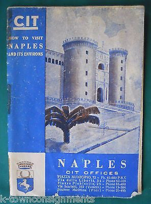ITALIAN TOURISM MAP OF NAPLES ANTIQUE GRAPHIC ADVERTISING TRAVEL BROCHURE - K-townConsignments