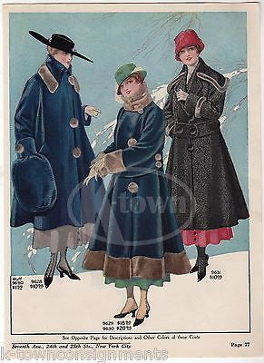 LADIES WINTER COATS & HATS ANTIQUE GRAPHIC ADVERTISING WOMEN'S FASHION PRINT - K-townConsignments