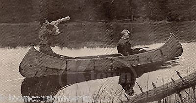 CANOE HUNTING EXPEDITION ANTIQUE FREDERIC REMINGTON GRAPHIC ILLUSTRATION PRINT - K-townConsignments