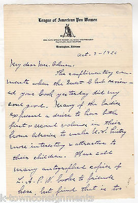 LEAGUE OF AMERICAN PEN WOMEN BIRMINGHAM AL ANTIQUE AUTOGRAPH SIGNED LETTERHEAD - K-townConsignments