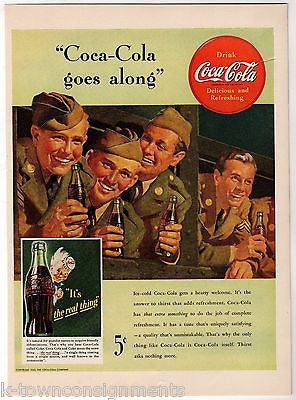 COKE COCA-COLA VINTAGE WWII GI SOLDIERS GRAPHIC ADVERTISING POSTER PRINT - K-townConsignments