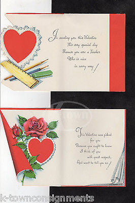 CUTE KITTY CAT FOR TEACHER VINTAGE VALENTINE'S DAY GREETING CARD SALES DISPLAY - K-townConsignments