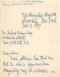 BORIS ROSENFIELD NEW YORK CITY MUSICIAN AUTOGRAPH SIGNED RECITAL LETTER 1927 - K-townConsignments