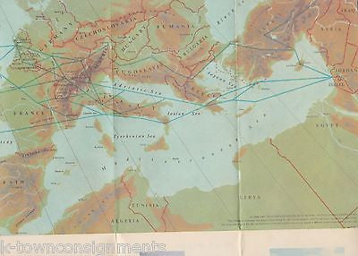 EL AL ISRAEL AIRLINES VINTAGE GRAPHIC ADVERTISING FLIGHT SYSTEM ROUTE MAP - K-townConsignments