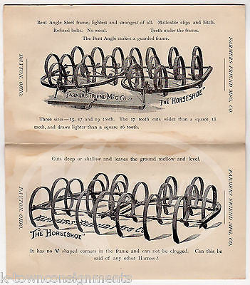 FARMER'S FRIEND HORSEHOE HARROW DAYTON OHIO FARMING ANTIQUE ADVERTISING MAILER - K-townConsignments