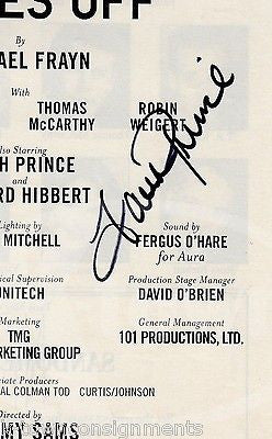 FAITH PRINCE NOISES OFF THEATRE STAGE ACTOR AUTOGRAPH SIGNED PLAYBILL PAGE - K-townConsignments