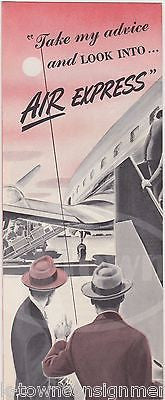 AIR EXPRESS VINTAGE RAILWAY EXPRESS OVERNIGHT FLIGHTS GRAPHIC ADVERTISING FLYER - K-townConsignments