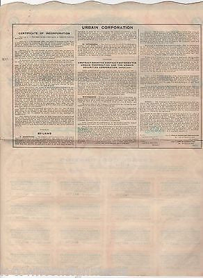 URBAIN SECURITIES CORPORATION DELAWARE ANTIQUE SIGNED STOCK CERTIFICATE 1926 - K-townConsignments