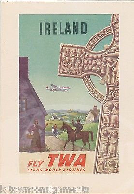 TWA TRANS WORLD AIRLINES VINTAGE IRELAND GRAPHIC ADVERTISING PACKING GUIDE FLYER - K-townConsignments