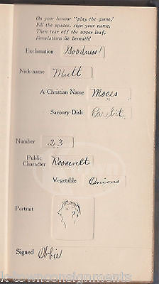 REVELATIONS OF MY FRIEND ANTQUE ART DECO MAD LIBS BOOK W/ INK FOLK ART DRAWINGS - K-townConsignments
