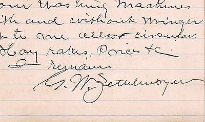 G W ZETTLEMOYER HAMBURG PENNSYLVANIA ANTIQUE AUTOGRAPH SIGNED ADVERTISING LETTER - K-townConsignments