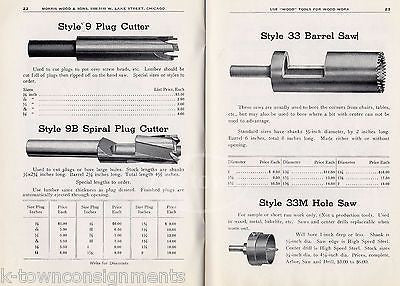 MORRIS WOOD DRILLS CUTTERS TOOLS ANTIQUE GRAPHIC ILLUSTRATED DRILL BUT CATALOG - K-townConsignments