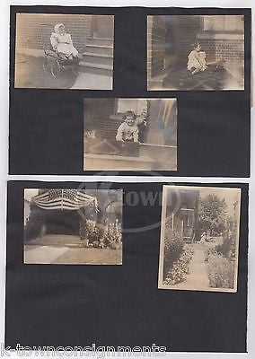 CUTE LITTLE GIRL STEIFF TEDDY BEAR ON NAVAJO INDIAN RUG ANTIQUE SNAPSHOT PHOTOS - K-townConsignments