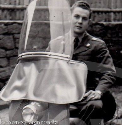 MILITARY MAN IN UNIFORM RIDING NICE OLD VESPA SCOOTER VINTAGE SNAPSHOT PHOTO - K-townConsignments
