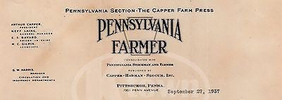 PENNSYLVANIA FARMER MAGAZINE HUMOROUS ANTIQUE STATIOENRY SALES LETTERHEAD 1937 - K-townConsignments