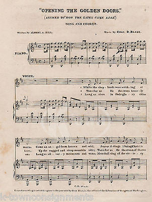 OPENING THE GOLDEN DOORS ALBERT HILL CHARLES BLAKE ANTIQUE SHEET MUSIC SONG 1873 - K-townConsignments