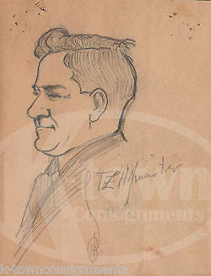 PENNSYLVANIA RAILROAD EMPLOYEE T. E. HOFMASTER ORIGINAL JACK BRYAN PENCIL SKETCH - K-townConsignments