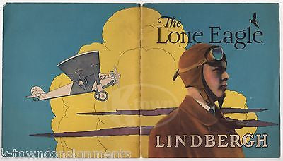 CHARLES LINDBERGH THE LONE EAGLE PILOT ANTIQUE GRAPHIC ART BOOK COVER PRINT 1929 - K-townConsignments