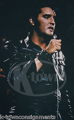 ELVIS PRESELY ROCK N ROLL MUSIC LEGEND VINTAGE LEATHER SUIT STAGE PHOTOGRAPH - K-townConsignments