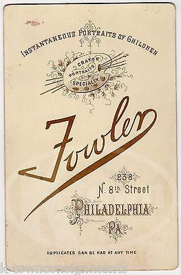 CUTE LITTLE GIRL WITH UNUSUAL BLONDE PORCELAIN DOLL ANTIQUE CABINET PHOTOGRAPH - K-townConsignments