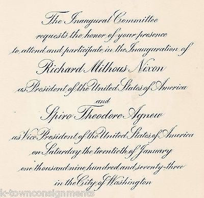 RICHARD NIXON SPIRO AGNEW VINTAGE PRESIDENT INAUGURATION INVITATION 1973 - K-townConsignments