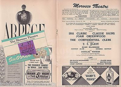 JOAN GREENWOOD CONFIDENTIAL CLERK ORIGINAL AUTOGRAPH SIGNED THEATRE PLAYBILL - K-townConsignments