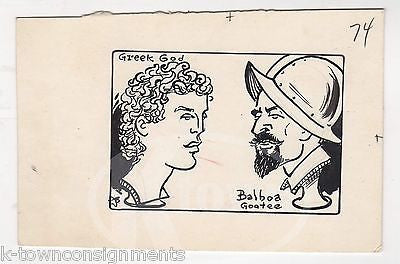 VASCO BALBOA GOATEE & GREEK GOD ORIGINAL NEWSPAPER COMIC ART SIGNED INK SKETCH - K-townConsignments