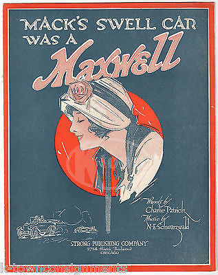 MACK'S SWELL CAR WAS A MAXWELL ANTIQUE GRAPHIC ADVERTISING SHEET MUSIC 1915 - K-townConsignments