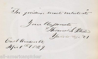 REV. THOMAS S. POTWINE EAST WINDSOR CT ANTIQUE YALE COLLEGE GRADUATION AUTOGRAPH - K-townConsignments