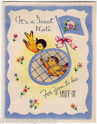 A Musical Note for a Shut-In Cute Vintage Graphic Art Get Well Greetings Card - K-townConsignments