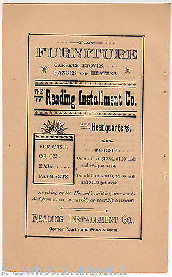 Reading Installment Company Furniture Store Antique Graphic Advertising Print - K-townConsignments