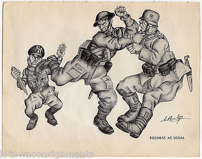 British Soldier Fighting Germans WWII Anti-German Politcal Cartoon Print by Szyk - K-townConsignments