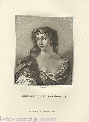 ANN LEE MARCHIONESS OF WHARTON ENGLAND ANTIQUE PORTRAIT ENGRAVING PRINT 1806 - K-townConsignments