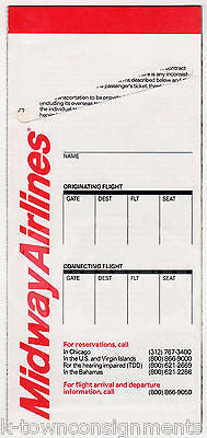 MIDWAY AIRLINES AVIATION VINTAGE GRAPHIC ADVERTISING FLIGHT TICKET STUB - K-townConsignments